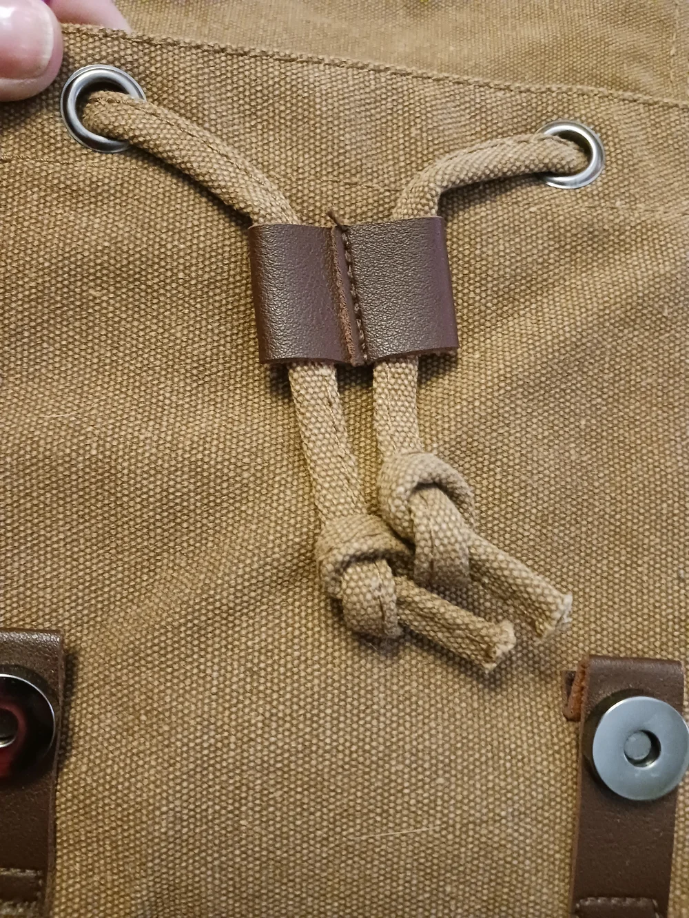 Greg Norman Collection Brown Canvas Backpack with Leather Trim